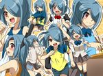  androgynous bag blue_hair blush chopsticks clothes_writing crossdressing food hair_over_one_eye handbag inazuma_eleven inazuma_eleven_(series) kazemaru_ichirouta long_hair maid open_mouth otoko_no_ko panties pantyshot ponytail raglan_sleeves raimon red_eyes ribbon running skirt soccer_uniform sportswear swimsuit towel underwear wet 