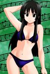  akiyama_mio bad_id bad_pixiv_id beamed_eighth_notes bikini black_eyes black_hair blue_bikini eighth_note hime_cut k-on! ken_(haresaku) long_hair musical_note navel quarter_note solo staff_(music) swimsuit 