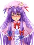  :&lt; bad_id bad_pixiv_id blush hat long_hair oukawa_yuu patchouli_knowledge purple_eyes purple_hair ribbon solo touhou 