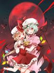  bad_id bad_pixiv_id blonde_hair fangs flandre_scarlet full_moon hat kitsuta lavender_hair moon multiple_girls red_moon remilia_scarlet siblings side_ponytail sisters smile tongue touhou wings wrist_cuffs 