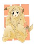  :d bad_id bad_pixiv_id blonde_hair blue_eyes cosplay gen_1_pokemon k-on! keino_(midorinoko) kigurumi kotobuki_tsumugi long_hair open_mouth pikachu pikachu_(cosplay) pokemon sitting smile solo 