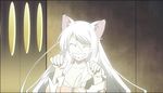  ^_^ animal_ears bakemonogatari black_hanekawa cat_ears closed_eyes hanekawa_tsubasa long_hair monogatari_(series) non-web_source screencap solo white_hair 