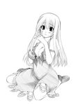  blush breasts cleavage greyscale kamishirasawa_keine large_breasts long_hair monochrome oohira_sunset open_clothes sketch solo touhou 