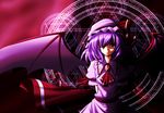  absurdres bat_wings gen_(pixiv1736859) hat highres magic_circle purple_hair red_eyes remilia_scarlet ribbon short_hair solo touhou wings 