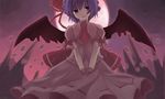  bad_id bad_pixiv_id bat_wings hat purple_hair red_eyes remilia_scarlet short_hair solo touhou wings 