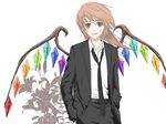  blonde_hair flandre_scarlet formal genderswap genderswap_(ftm) himorogi male_focus necktie red_eyes solo suit touhou wings 