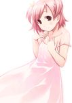  brown_eyes dress hair_ribbon mahou_sensei_negima! pink_hair ribbon sasaki_makie sayousuke short_hair short_twintails simple_background solo strap_slip sundress twintails white_background 