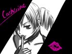  1girl atlus catherine catherine_(game) drill_hair female long_hair monochrome solo sorakon spot_color twin_drills twintails 