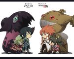  &gt;_&lt; 2girls amawap anise_tatlin bad_id bad_pixiv_id black_hair brown_eyes closed_eyes elize_lutus glaring green_eyes jude_mathis letterboxed long_hair luke_fon_fabre multiple_boys multiple_girls red_eyes red_hair short_hair tales_of_(series) tales_of_the_abyss tales_of_xillia teepo_(tales) tokunaga twintails white_background 