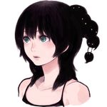  bare_shoulders black_hair collarbone darkness green_eyes lips original shu-mai simple_background solo upper_body yami_shoujo 