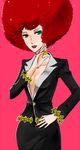  afro atlus beauty_mark breasts catherine_(game) choker cleavage female green_eyes ishida_ru karin-ko_(turezure) lipstick long_hair makeup midnight_venus mole nail_polish red_hair skirt solo trisha vest 