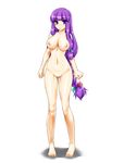  ass_visible_through_thighs barefoot breasts full_body large_breasts long_hair namidame navel nipples nude patchouli_knowledge purple_eyes purple_hair pussy slender_waist solo standing touhou 