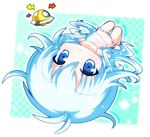  ahoge blue_eyes blue_hair chibi denpa_onna_to_seishun_otoko hahifuhe long_hair lying navel solo touwa_erio ufo 