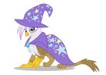  avian beak brown_body cape claws costume feathers female feral friendship_is_magic gem gilda gilda_(mlp) gryphon hat looking_at_viewer mixermike622 my_little_pony robe solo stars the_great_and_powerful vector white_head wizard_hat yellow_eyes 