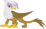  alpha_channel avian beak brown_body feathers female feral friendship_is_magic gilda gilda_(mlp) gryphon hair hi_res multi-colored_hair my_little_pony purple_hair purple_markings qsteel solo standing vector white_hair white_head wings yellow_eyes 