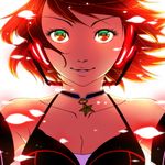  face harayan headphones jewelry meiko necklace red_eyes red_hair short_hair smile solo vocaloid 