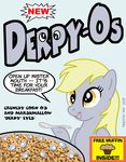  cereal cross-eyed derpy_hooves derpy_hooves_(mlp) english_text equine female feral free_muffin_inside friendship_is_magic gray_body grey_body hair horse mammal marshmallows my_little_pony pegasus pony solo spoon text timothy_fay wings yellow_eyes 