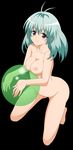  absurdres barefoot blush breasts green_hair highres legs long_hair nipples nude nude_filter photoshop purple_eyes run_elsie_jewelria smile solo thighs to_love-ru toloveru vector_trace 