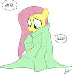  2011 alpha_channel avoid_posting blue_eyes egophiliac english_text equine female fluttershy friendship_is_magic horse my_little_pony pegasus pink_hair pony snuggie solo wings yellow_body 