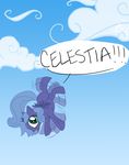  alicorn blank_flank blue_hair cloud clouds crown cub emeralddarkness equine falling female feral foal friendship_is_magic green_eyes hair halp horn horse learning_to_fly mammal my_little_pony panic panic_(emotion) pony princess_luna_(mlp) sky solo winged_unicorn wings yelling young 