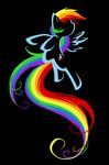  black_background blue_body cutie_mark cyan_body equine female feral flying friendship_is_magic hair horse light_blue_body mammal multi-colored_hair my_little_pony outline pegasus plain_background pony rainbow_cutie_mark rainbow_dash rainbow_dash_(mlp) rainbow_hair solo wings 