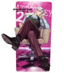  a_k_i chair cravat crossed_legs formal grey_hair gyakuten_kenji gyakuten_kenji_2 gyakuten_saiban male_focus mitsurugi_reiji sitting smile solo suit 