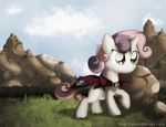  cloud clouds cub equine female feral foal friendship_is_magic grass hair horn horse mammal multi-colored_hair my_little_pony pony raised_hoof sip sip_i.a. sky solo sweetie_belle sweetie_belle_(mlp) two_color_hair two_tone_hair unicorn young 