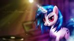  blue_hair br0ny cutie_mark equine female feral friendship_is_magic hair horn horse mammal multi-colored_hair musical_instrument my_little_pony pony red_eyes solo unicorn vinyl_scratch vinyl_scratch_(mlp) 