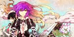  black_hair breasts dress flower gradient_hair green_eyes hat hijiri_byakuren hishaku ichizen_(o_tori) ladle large_breasts long_hair lotus multicolored_hair multiple_girls murasa_minamitsu purple_hair sailor_hat short_hair touhou two-tone_hair whorled_clouds yellow_eyes 