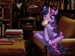  blush book buttercup_saiyan coffee colored edit equine female friendship_is_magic horn horse library mug multi-colored_hair my_little_pony nezuya pony pony_joe&#039;s purple_body purple_eyes purple_hair sitting solo star_cutie_mark striped_hair study twilight_sparkle_(mlp) unicorn 