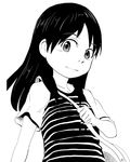  ayase_ena bag black_hair child flat_chest greyscale long_hair monochrome sasaki_bullet smile solo striped yotsubato! 