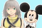  bad_id bad_pixiv_id disney green_eyes highres kingdom_hearts long_hair male_focus mickey_mouse multiple_boys riku silver_hair yoshida-brothers 