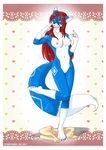  &hearts; anthro breasts canine claws exposed facial_markings female fox hair mammal markings nipples nude pequedark-velvet pinup pose pussy raised_leg red_hair saphire solo standing towel yellow_eyes 
