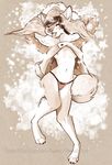  breasts canine clothed clothing coat dog eyes_closed fawnbaby female fox husky mammal nipples panties partially_clothed pinup pose restricted_palette sakura sakura_aiko skimpy solo standing underwear 