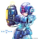  blue blue_eyes helmet kusagami_style male_focus robot robot_joints rockman rockman_(character) simple_background solo 