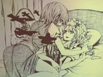  angry bad_id bad_pixiv_id bed coco_maru hong_meiling izayoi_sakuya monochrome multiple_girls pocket_watch touhou traditional_media watch 