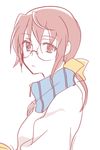  expressionless glasses hair_ribbon kannazuki_no_miko oota_reiko red_eyes red_hair ribbon six_(fnrptal1010) solo 