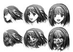  face greyscale hairband horror_(theme) jayun monochrome portrait profile short_hair sketch suzumiya_haruhi suzumiya_haruhi_no_yuuutsu teeth zombie 