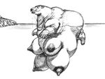  bear big_breasts breasts female feral huge_breasts hyper hyper_breasts iceberg mammal mark_stretch monochrome multi_breast nipples obese overweight plain_background polar_bear stellos swimming water white_background 