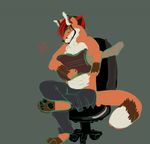  athletic barefoot canine dante_skye fox guitar hindpaw muscles musician paws plain_background sitting sketch solo tail topless unknown_artist 