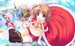  brown_hair christmas da_capo da_capo_dream_x&#039;mas short_hair thighhighs tsukishima_yuuko underboob 