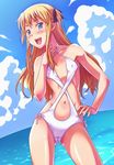  bad_id bad_pixiv_id blue_eyes casual_one-piece_swimsuit covered_nipples e20 flat_chest long_hair one-piece_swimsuit quiz_magic_academy shalon solo swimsuit 