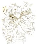  alicorn equine female feral friendship_is_magic glass horn horse hourglass lauren_faust lauren_faust_(character) mammal monochrome my_little_pony paper pencil plain_background ponification pony quill scroll sepia sketch solo watch white_background winged_unicorn wings 