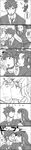  ... 1boy 1girl beard cheek_kiss close-up comic darker_than_black directional_arrow face_punch facial_hair formal greyscale hazuki_mina_(darker_than_black) in_the_face kiss long_hair long_image monochrome musical_note necktie ocha_(oteaaa) open_mouth pant_suit profile punching shizume_genma spiked_hair suit tall_image translation_request upside-down 