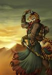  backpack dawn feline jeddibub male mountain shelonik_(character) solo standing sword tail tiger travel weapon 