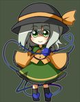  bad_id bad_pixiv_id blush chibi eyeball green_eyes green_hair hat heart komeiji_koishi long_hair lowres nosada silver_hair skirt smile solo sun_hat touhou 