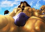  anthro balls beach biceps big_muscles bulge chest_tuft claws feline first_person_view fur knuxlight lion looking_at_viewer low-angle_shot male mammal modem_(character) muscles nipples pecs penis pointy_ears pose purple_eyes seaside solo speedo swimsuit toned topless trunks tuft underwear 