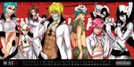  3boys 5girls abs aqua_eyes aqua_hair arrancar bad_deviantart_id bad_id barcode black_eyes black_hair bleach blonde_hair blue_eyes bracelet breasts brown_eyes brown_hair calendar_(medium) cleavage cleavage_cutout coyote_starrk dark_skin espada eyeliner facial_mark genderswap glasses gloves green_eyes grey_hair grimmjow_jaegerjaquez groin hair_over_one_eye heart heart_cutout highres hole_on_body jewelry katana lilynette_gingerbuck long_hair makeup mask medium_breasts midriff multiple_boys multiple_girls navel nelliel_tu_odelschwanck nnoitra_gilga number pale_skin pink_hair resurreccion rusky sarashi scar sword szayelaporro_granz tier_harribel torn_clothes ulquiorra_cifer underboob weapon 