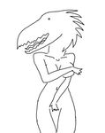  breasts covering covering_self female lizard monochrome navel nuce nude plain_background reptile scalie shocked solo tongue tongue_out unknown_artist white_background 
