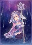  1girl bad_id bad_pixiv_id black_legwear blue_eyes hat head_wings high_heels lips melia night night_sky shoes silver_hair sitting skirt sky solo staff star_(sky) thighhighs wariza xenoblade_(series) xenoblade_1 zettai_ryouiki 